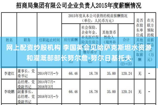 网上配资炒股机构 李国英会见哈萨克斯坦水资源和灌溉部部长努尔詹·努尔日基托夫