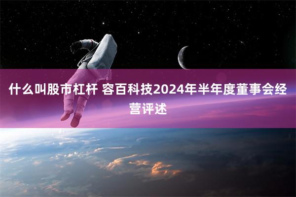 什么叫股市杠杆 容百科技2024年半年度董事会经营评述