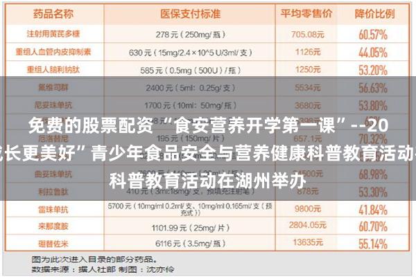 免费的股票配资 “食安营养开学第一课”--2024年“让成长更美好”青少年食品安全与营养健康科普教育活动在湖州举办