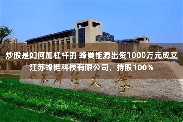 炒股是如何加杠杆的 蜂巢能源出资1000万元成立江苏蜂链科技有限公司，持股100%